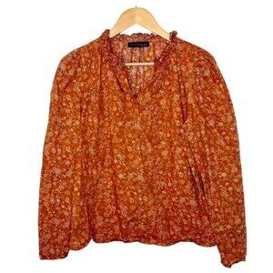 House Of Harlow 1960 Floral Peasant Blouse Top Orange Women’s Size M Cottage